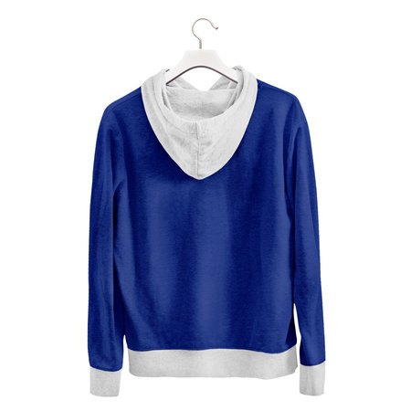Get more beauty to your design by using this Back View Simple Girls Hoodie MockUp In Dazzling Blue Color.の写真素材