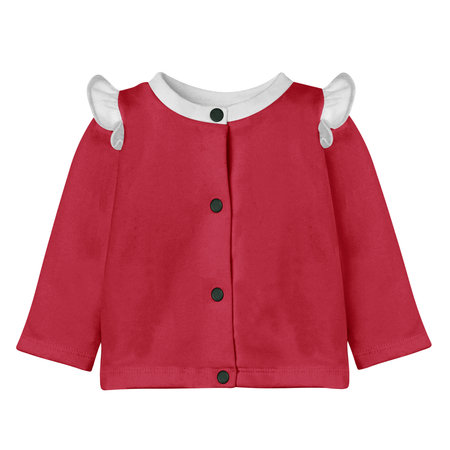 Add your logo design into this Cute Baby Cardigan Mockup In Lychee Red Color Lychee Red Color With Flounces as much as you like, you can customize everything you like.の写真素材