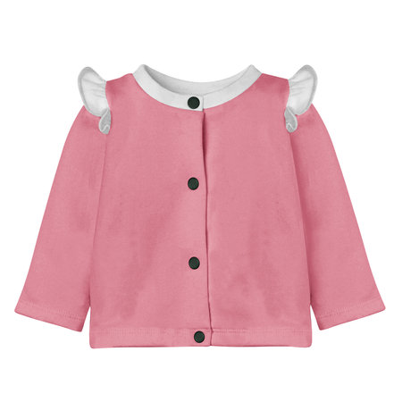 Add your logo design into this Cute Baby Cardigan Mockup In Candy Pink Color With Flounces as much as you like, you can customize everything you like.の写真素材