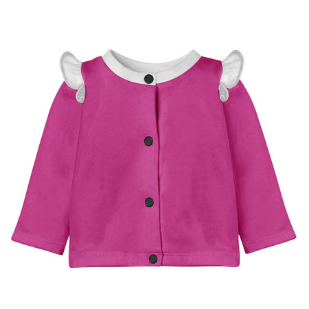 Add your logo design into this Cute Baby Cardigan Mockup In Rose Violet Color With Flounces as much as you like, you can customize everything you like.の写真素材