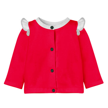 Add your logo design into this Cute Baby Cardigan Mockup In Red Lollipop Color With Flounces as much as you like, you can customize everything you like.の写真素材