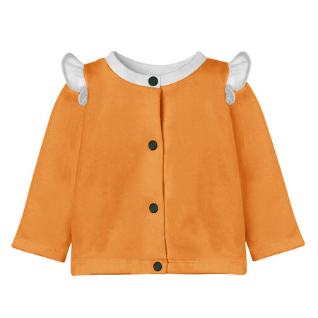 Add your logo design into this Cute Baby Cardigan Mockup In Iceland Poppy Color With Flounces as much as you like, you can customize everything you like.の写真素材