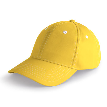 With simple multiple clicks, you may visualize your designs on this Side Perspective View Stylish Sport Hat Mockup In Lemon Zest Color.の写真素材