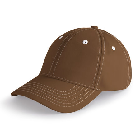 With simple multiple clicks, you may visualize your designs on this Side Perspective View Stylish Sport Hat Mockup In Sepia Brown Color.の写真素材
