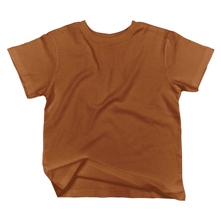 This Front View Impressive Toddler T Shirt Mockup In Leather Brown Color, can help you make an amazing design.の写真素材