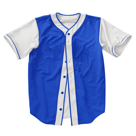 A modern Front View Popular Baseball Jersey Mockup In Dazzling Blue Color template, to help your designing work more quickly.の写真素材
