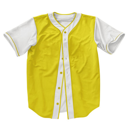 A modern Front View Popular Baseball Jersey Mockup In Blazing Yellow Color template, to help your designing work more quickly.の写真素材
