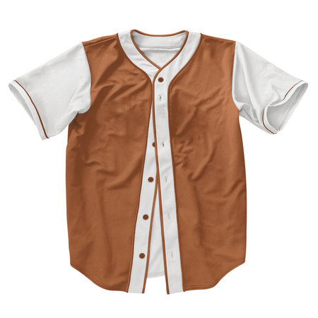 A modern Front View Popular Baseball Jersey Mockup In Leather Brown Color template, to help your designing work more quickly.の写真素材
