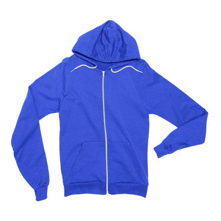 Instantly create beautiful images for your designs, with this Front View Stylish Zip Up Sweatshirt Mockup In Dazzling Blue Color.の写真素材