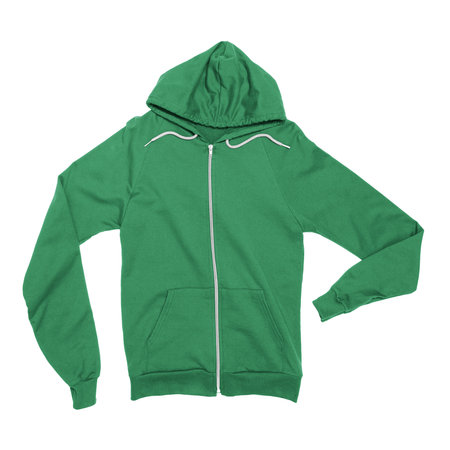 Instantly create beautiful images for your designs, with this Front View Stylish Zip Up Sweatshirt Mockup In Green Bee Color.の写真素材