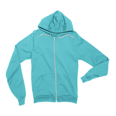 Instantly create beautiful images for your designs, with this Front View Stylish Zip Up Sweatshirt Mockup In Angel Blue Color.の写真素材