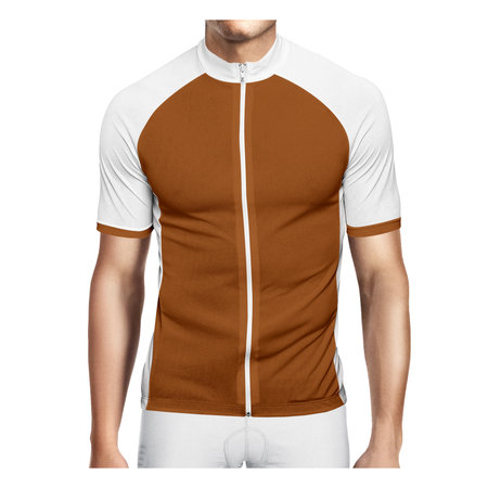 Promote your brand logo and design, with this Front View Stylish Man Jersey In Leather Brown Color.の写真素材