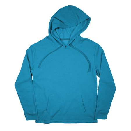 You do not need to be a professional if you use this Front View Stylish Pullover Hoodie Mockup In Cyan Blue Color, in your designing workの写真素材
