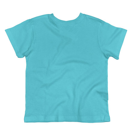 With this Front View Amazing Toddler T Shirt Mockup In Angel Blue Color, promote your brand logo and design.の写真素材