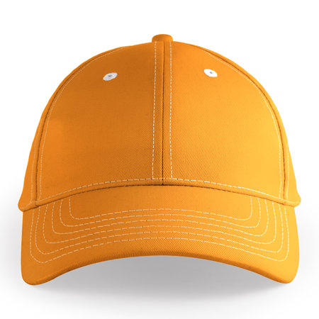 An empty, Front View Stylish Sport Hat Mockup In Iceland Poppy Color, to help your design easier and more beautiful.の写真素材