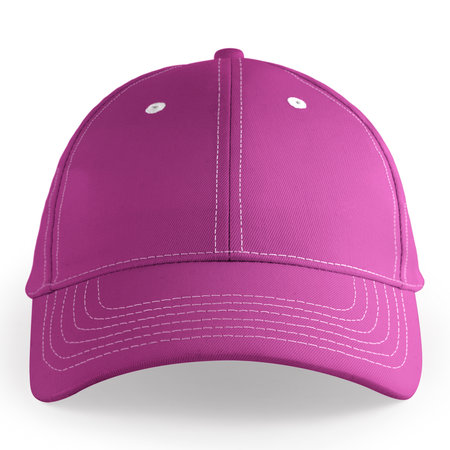 An empty, Front View Stylish Sport Hat Mockup In Rose Violet Color, to help your design easier and more beautiful.の写真素材