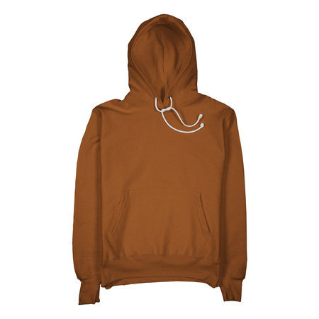 A clean Front View Awesome Hoodie Mockup In Leather Brown Color, to help you present your designs beautifully.の写真素材