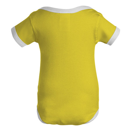 With this Cute Baby Short Sleeves  Mockup In Blazing Yellow Color, you can promote your logo more beautiful and valuable.の写真素材