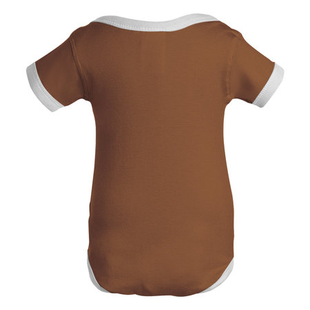 With this Cute Baby Short Sleeves  Mockup In Leather Brown Color, you can promote your logo more beautiful and valuable.の写真素材