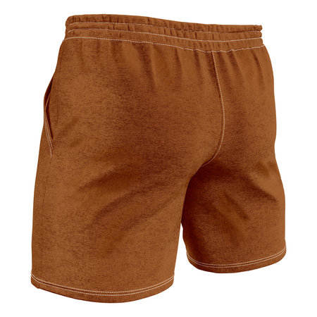Get stylish pictures with this Half Back View Excellent Mens Short Mockup In Leather Brown Color, your client never lost.の写真素材