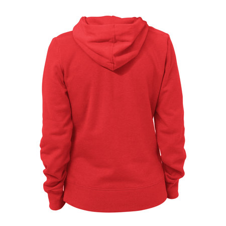 This Back View Beauty Ladies Hoodie Mockup In Poppy Red Color, will help you to apply your logo or brand design more quickly.の写真素材
