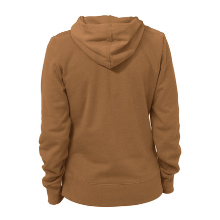 This Back View Beauty Ladies Hoodie Mockup In Brown Sugar Color, will help you to apply your logo or brand design more quickly.の写真素材