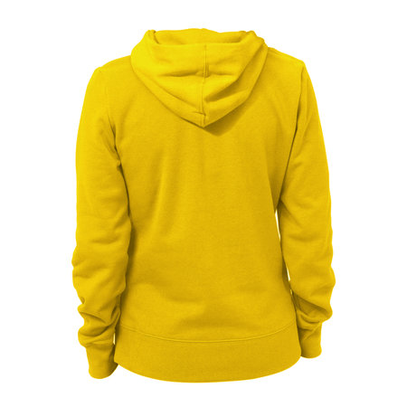 This Back View Beauty Ladies Hoodie Mockup In Cyber Yellow Color, will help you to apply your logo or brand design more quickly.の写真素材