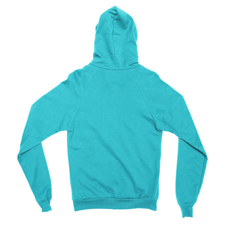 A realistic Back View Fabulous Zip Up Hoodie Sweatshirt Mockup In Angel Blue Color to help you provide a luxurious design.の写真素材