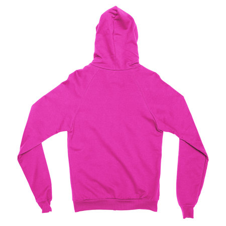 A realistic Back View Fabulous Zip Up Hoodie Sweatshirt Mockup In Shell Pink Color to help you provide a luxurious design.の写真素材
