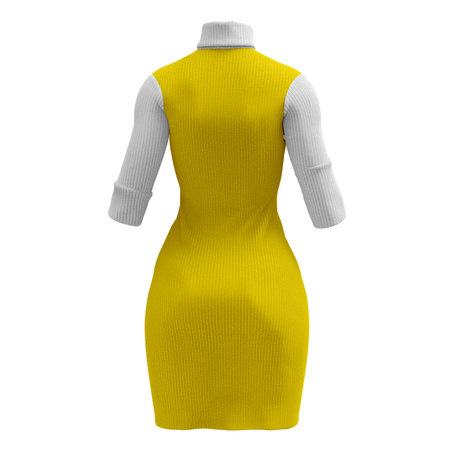 Add your amazing designs or logo to this Back View Beauty Lady Dress Mockup In Blazing Yellow Color, and everything will be done.の写真素材