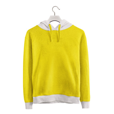 Give a boost to your artwork by using this Front View Simple Girls Hoodie MockUp In Blazing Yellow Color.の写真素材