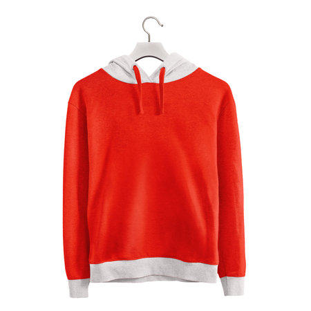 Give a boost to your artwork by using this Front View Simple Girls Hoodie MockUp In Fusion Red Color.の写真素材