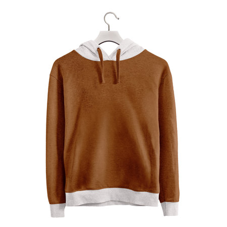 Give a boost to your artwork by using this Front View Simple Girls Hoodie MockUp In Leather Brown Color.の写真素材
