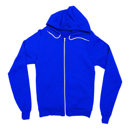Add your designs to this Front View Fabulous Zip Up Hoodie Sweatshirt Mockup In Dazzling Blue Color, and everything will be done.の写真素材