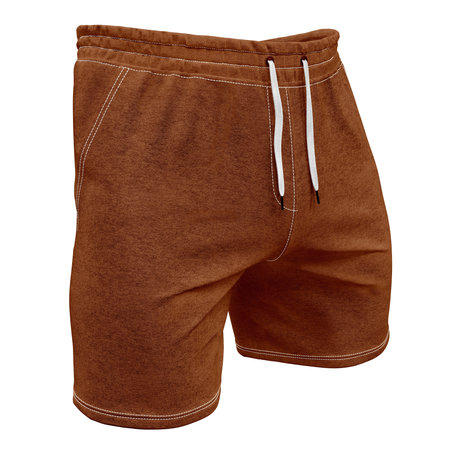 You do not have to be a designer, to make a lovely mockup, If you use this Half Front View Excellent Mens Short Mockup In Leather Brown Color.の写真素材