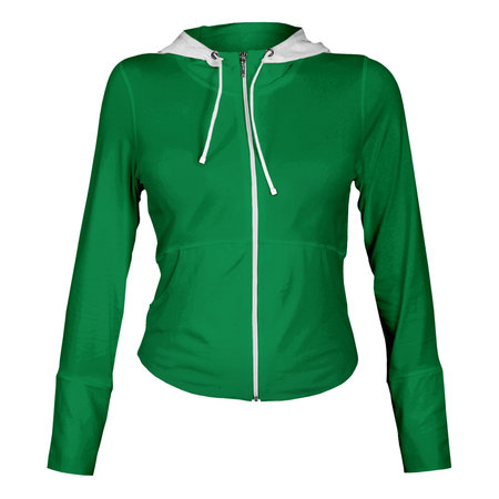 Make your fantastic design or logo artistic with this Popular Female Zp Up Hoodie Mockup In Jungle Green Color.の写真素材
