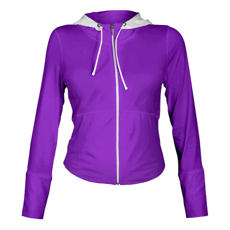 Make your fantastic design or logo artistic with this Popular Female Zp Up Hoodie Mockup In Purple Vanity Color.の写真素材