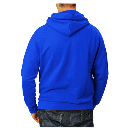 An empty Back View Awesome Man Hoodie Mockup In Vibrant Blue Color, to help your design easier and more beautiful.の写真素材