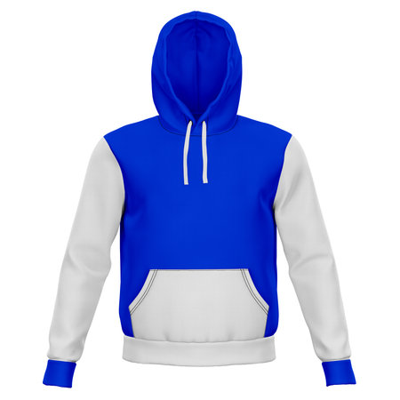 Instantly create beautiful images for your designs, with this Front View Stylish Sport Hoodie Mockup In Vibrant Blue Color.の写真素材