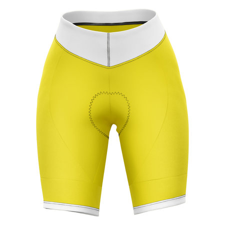 This Front View Awesome Lady Short Mockup In Blazing Yellow Color, will help you to apply your logo or brand design more quickly.の写真素材