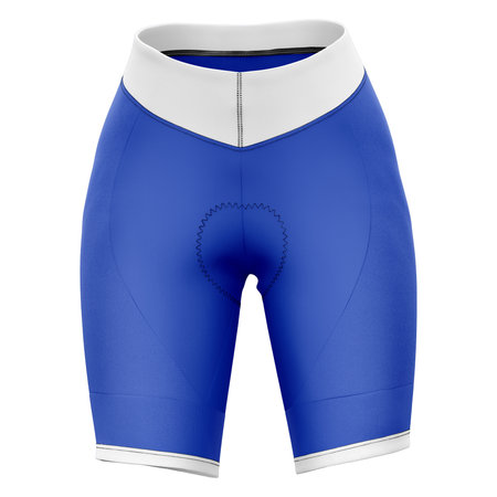 This  Front View Awesome Lady Short Mockup In Dazzling Blue Color, will help you to apply your logo or brand design more quickly.の写真素材