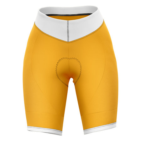 This  Front View Awesome Lady Short Mockup In Gold Fusion Color, will help you to apply your logo or brand design more quickly.の写真素材