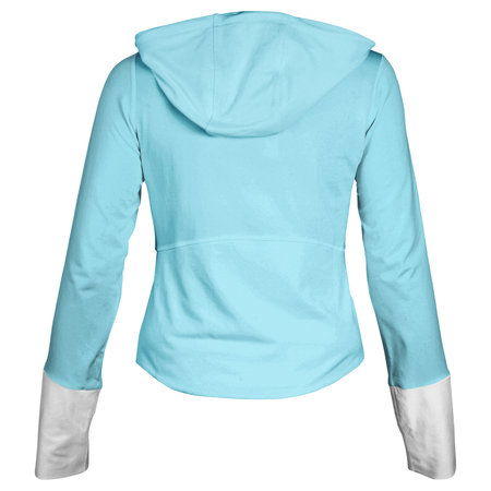 This Back View Awesome Female Zip Up Sweatshirt Mockup In Silverpine Cyan Color, can help you to implement your extraordinary designs.の写真素材