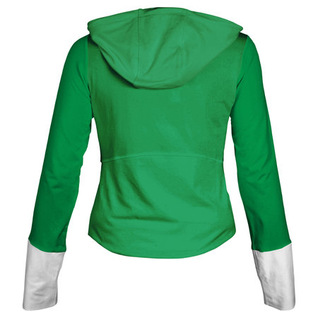 This Back View Awesome Female Zip Up Sweatshirt Mockup In Jungle Green Color, can help you to implement your extraordinary designs.の写真素材