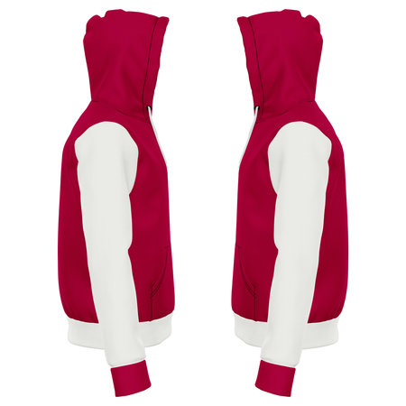 Add your logo design into this Side View Stylish Sport Hoodie Mockup In Mystic Magenta Color as much as you like, you can customize everything you like.の写真素材