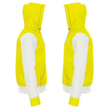 Add your logo design into this Side View Stylish Sport Hoodie Mockup In Pure Sunshine Color as much as you like, you can customize everything you like.の写真素材