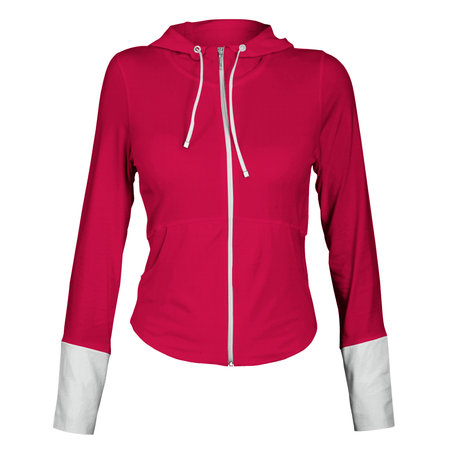 Make your design and logo more real with this Front View Awesome Female Zip Up Sweatshirt Mockup In Mystic Magenta Color.の写真素材