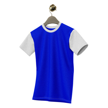 Paste the beauty of your design into this  Magnificent T Shirt Mockup On Hanger In Vibrant Blue Color, and everything will appear to be real.の写真素材