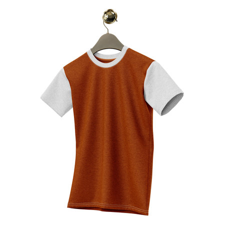 Paste the beauty of your design into this  Magnificent T Shirt Mockup On Hanger In Brown Alpaca Color, and everything will appear to be real.の写真素材