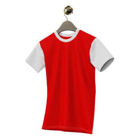 Paste the beauty of your design into this Magnificent T Shirt Mockup On Hanger In Empire Red Color, and everything will appear to be real.の写真素材